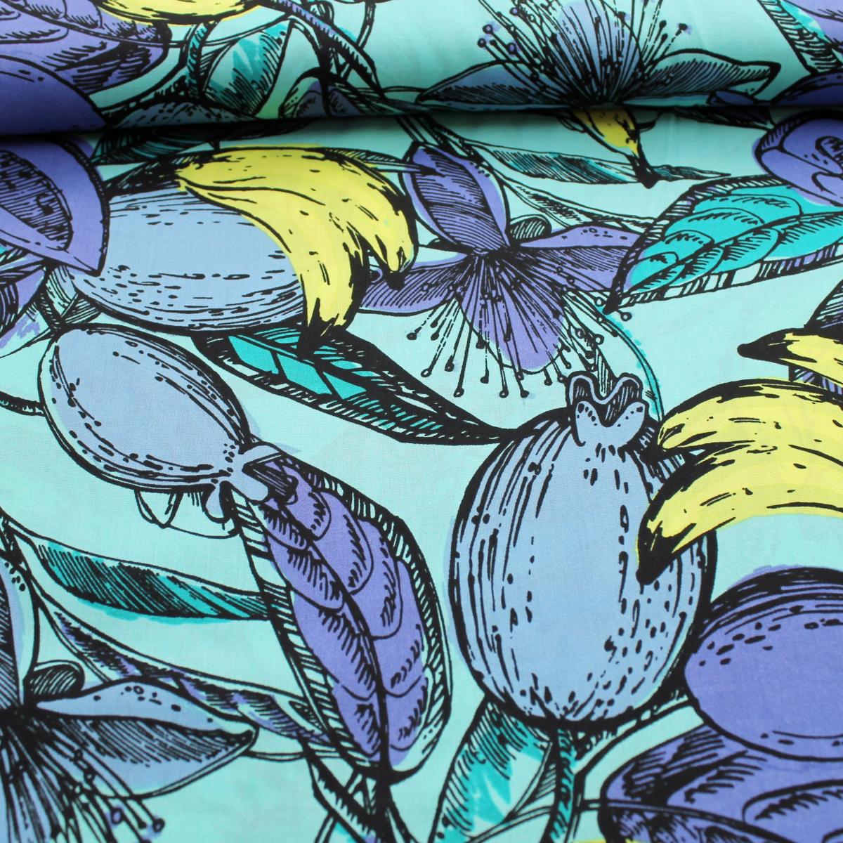Viskose Rayon mit Baumwolle "Früchte" mint
